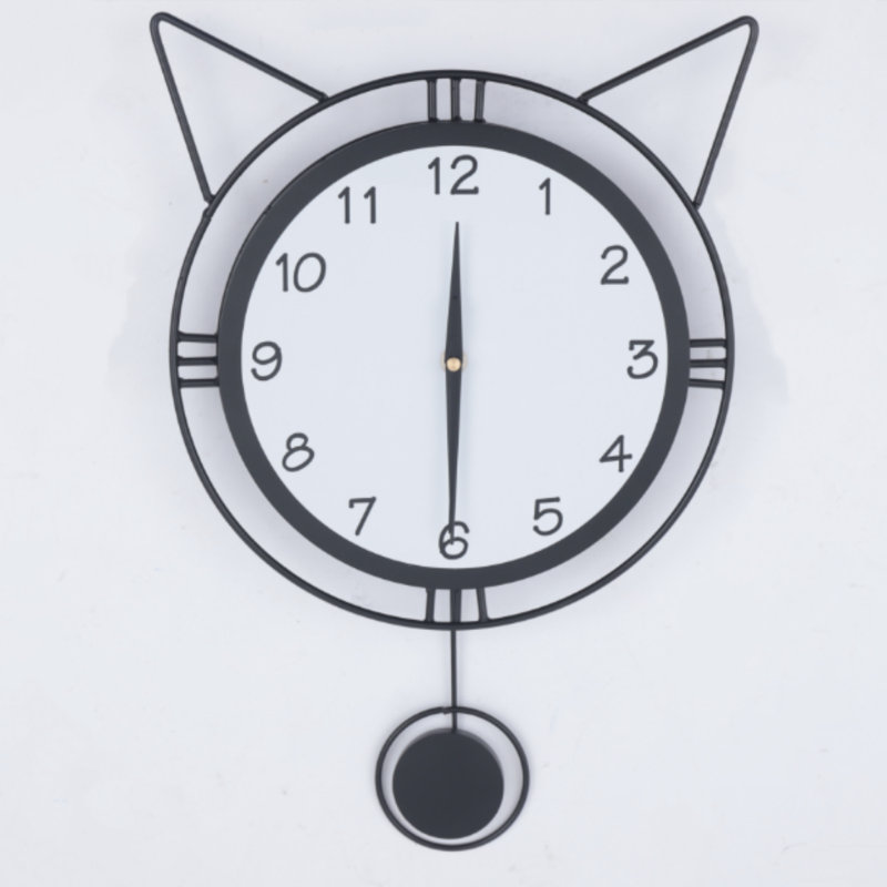 Horloge murale décorative moderne moderne en forme d'oreille de chat pour bureau de salon