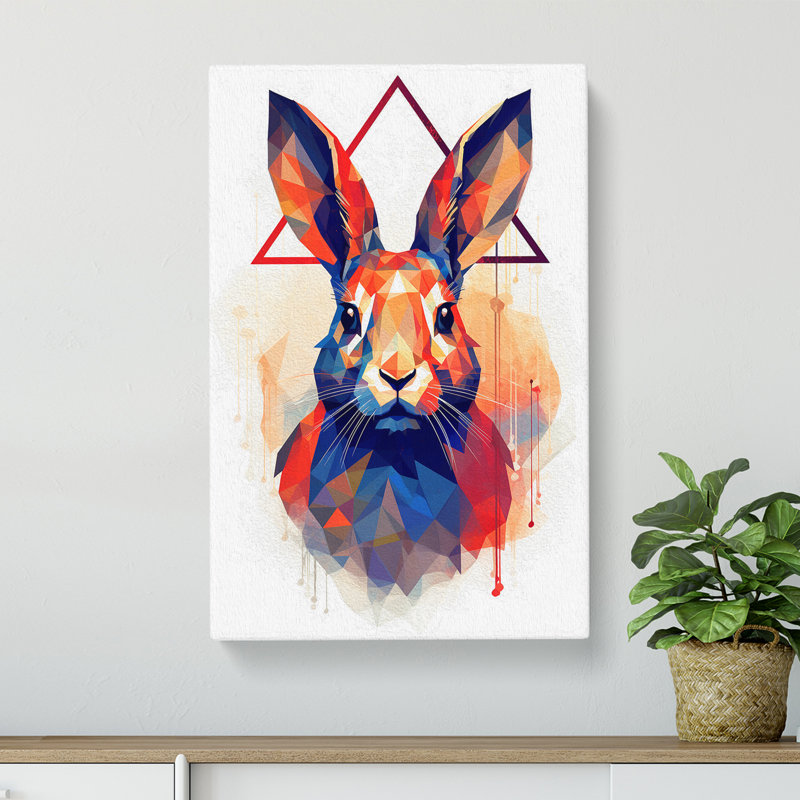 Rabbit Geometric - Wrapped Canvas, 60cm H x 40cm W x 3cm D