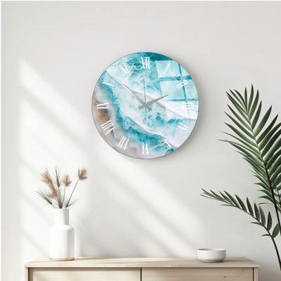 Elegant Decorative Glass Wall Clock, 15.7 inches Diameter | 100% Glass with 0.16 inches Thickness | Modern Design for Living Room, Office, and Home Decor | Stylish Timepiece for Any Wall