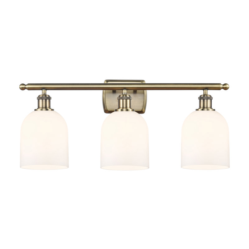 Anacaren 3 - Light Dimmable Vanity Light, Glossy White, Antique Brass