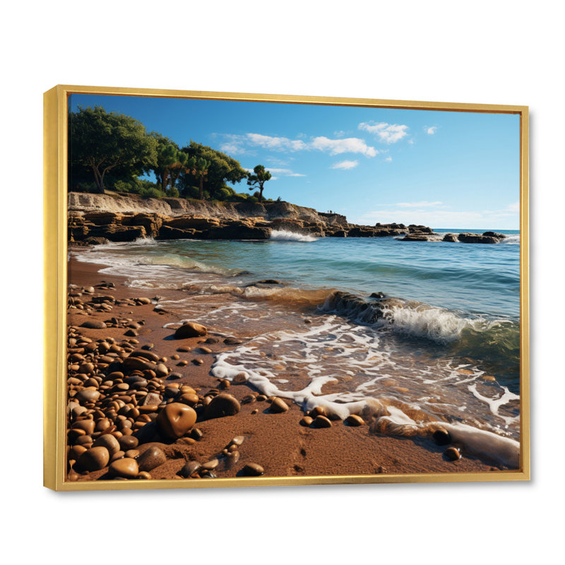 Benoist Rocky Beach Serene Seascapes, H 16 po x l 32 po x P 1 po, Cadre flottant doré