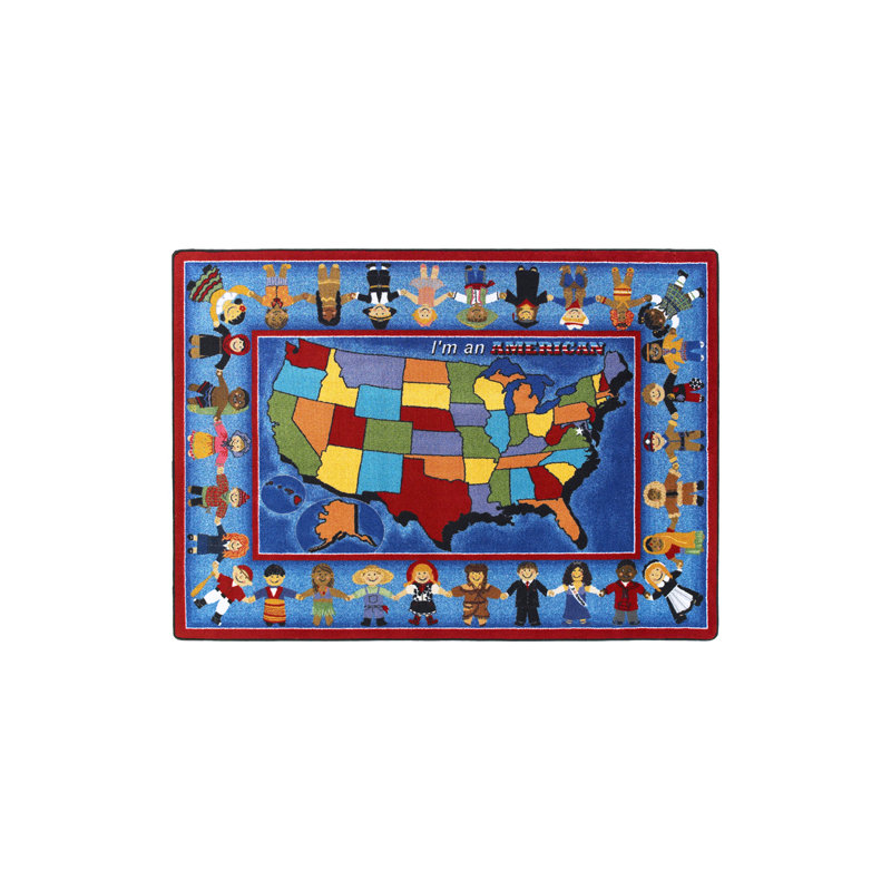 Tapis éducatif I'm an American, Rectangle 7 pi 8 po x 10 pi 9 po