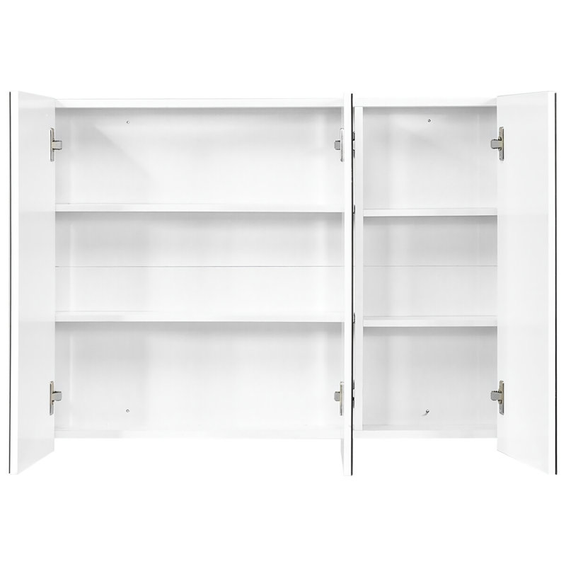 34.5'' W × 25.5'' H Surface Frameless Medicine Cabinet Mirror 6 Shelves
