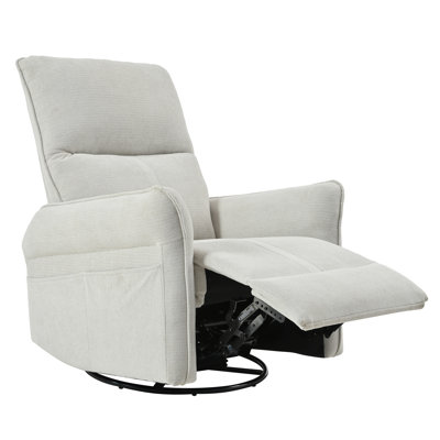 360° Swivel Rocker Recliner Chair,Swivel Nursery Rocking Chair W/Pull Ring,Glider Chair,Modern Rocking Swivel Recliner Chair For Bedroom,Living Room Chair Home Theater Seating(Fabric Gray+360°Swivel )