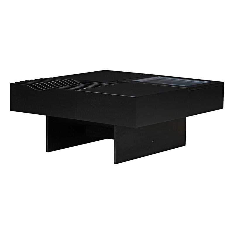 Table basse en bois avec tiroirs, Noir