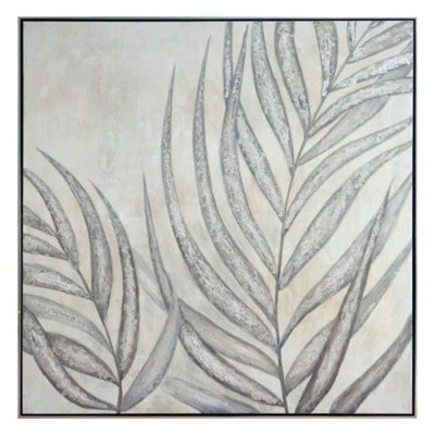 Art mural gris feuilles de palmier