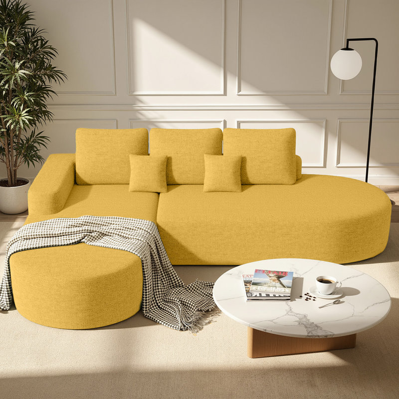 3 Seater Fabric Modular Corner Sofa, Yellow