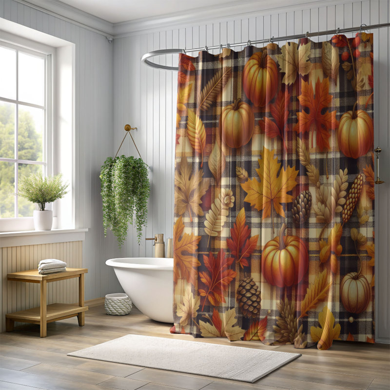 Rideau de douche standard 1 pièce Plaid Harvest, H 74 po x l 71 po