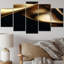 Or et noir surréels I - Fractals Wall Art Living Room - 5 panneaux