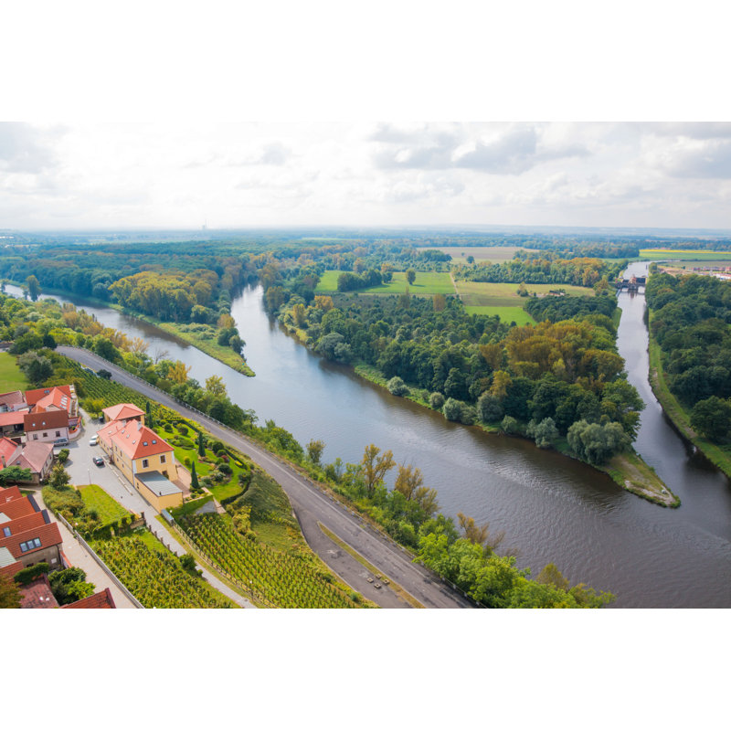 Vltava And Elbe In Melnik by Tatiana Dyuvbanova - Wrapped Canvas Print, 81cm H x 122cm W