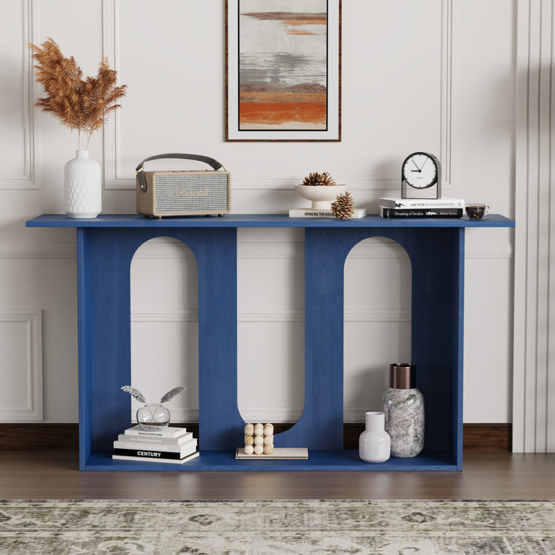 Soliloquy 60" Console Table With Bottom Shelf, Navy Blue