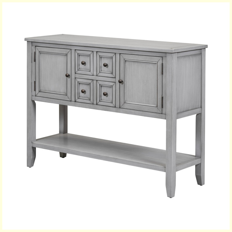 Cambridge Series  Ample Storage Vintage Console Table With Four Small Drawers And Bottom Shelf For Living Rooms, Entrances And Kitchens