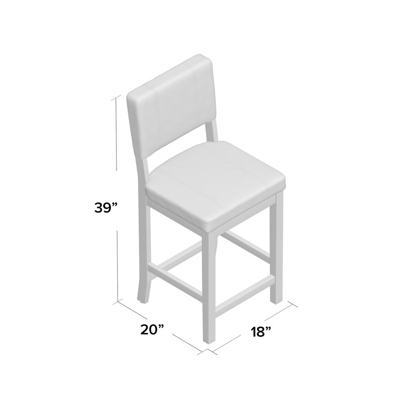 Upholstered Counter Stool with Solid Wood Frame, Counter Stool (24" Seat Height), Cream