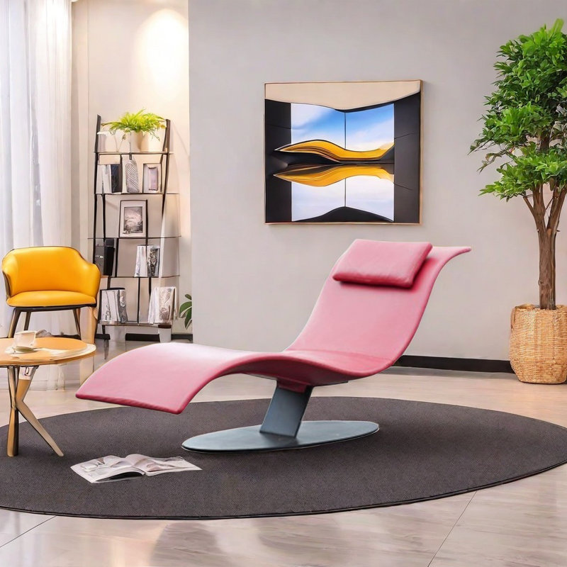 Chaise longue de style nordique, Rose, Noir, noir, noir, noir