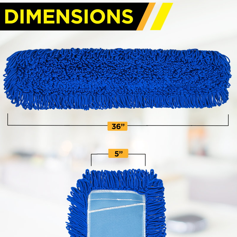 Gritt Commercial Microfiber Looped Dust Mop Pad Head, 1" H x 36" W x 5" D