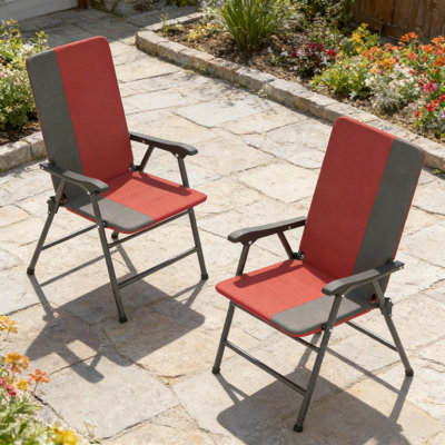 Patio Chairs Set of 2,Outdoor High Back Chairs Set,Lawn Chairs,Folding Camping Chairs,