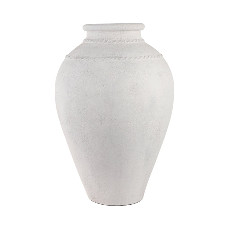Handmade Clay Floor Vase, Ivory