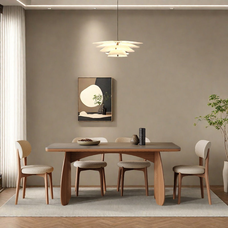 Small rectangular simple modern meal table set, 29.52"H x 55.11"L x 31.49"W