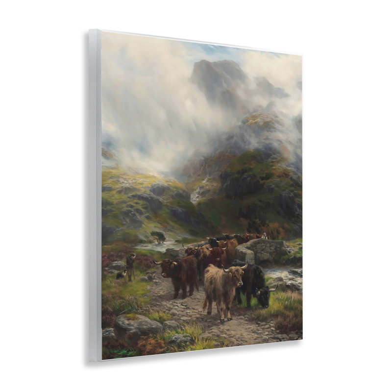Plaque murale «Moody Highland Cows Herd», conception par Arlington Prints