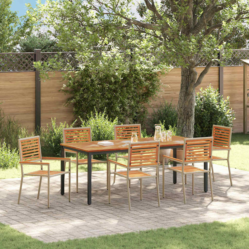 7 Piece Garden Dining Set Acacia, Beige