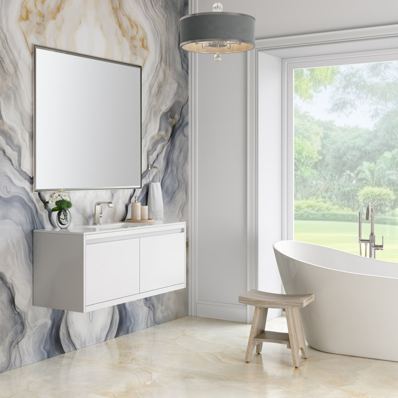 Mantova 47.25'' W Single Vanity, Glossy White, Glossy White