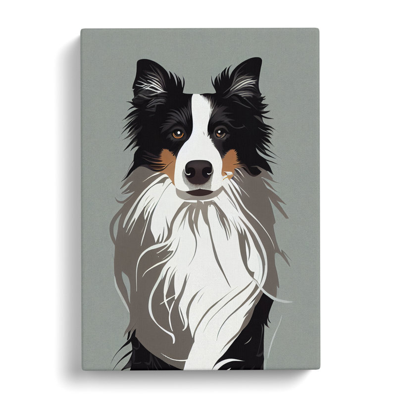 Border Collie Minimalism - Wrapped Canvas, 60cm H x 40cm W x 3cm D