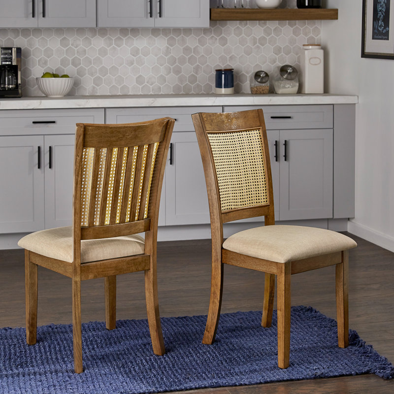 Pulukan Linen Slat Back Side Chair, Oak/Beige