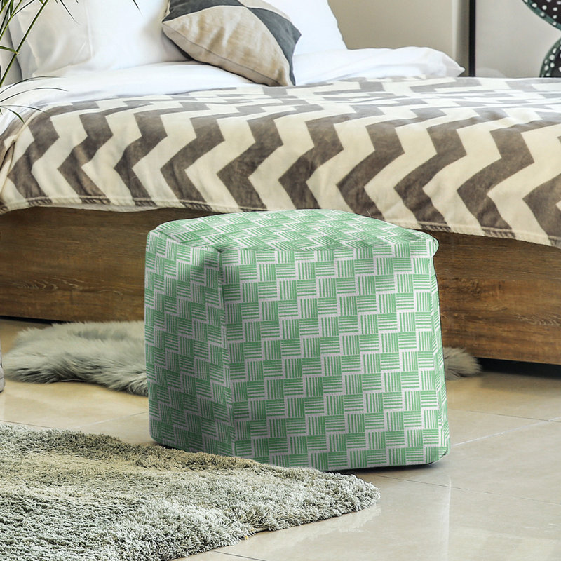 Repose-pieds cubique à rayures classic basketweave, Vert / Gris