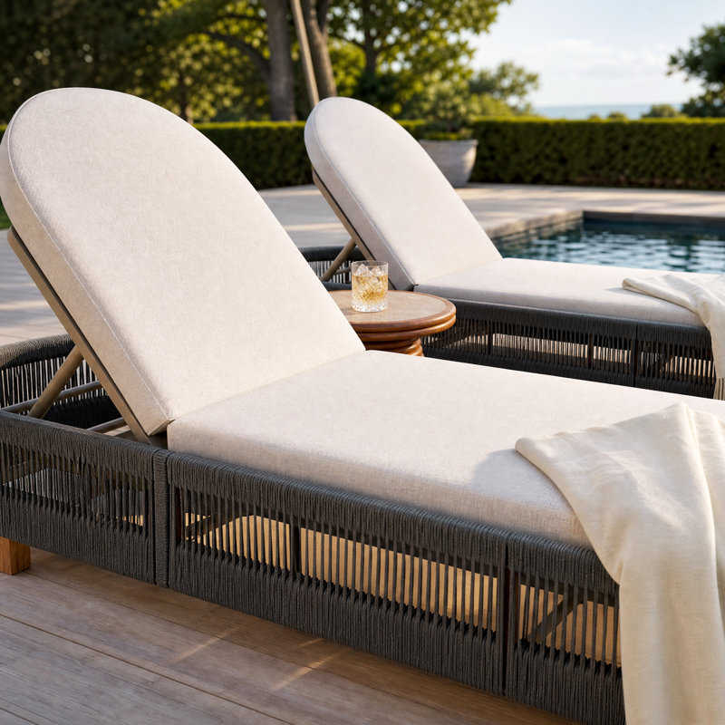 Chaise longue Corianne, Gris / teck, 2