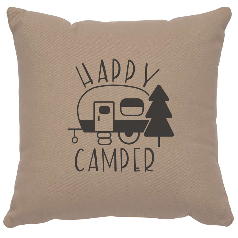 Coussin Wooded River Image - Happy Camper - coton albâtre, Albâtre