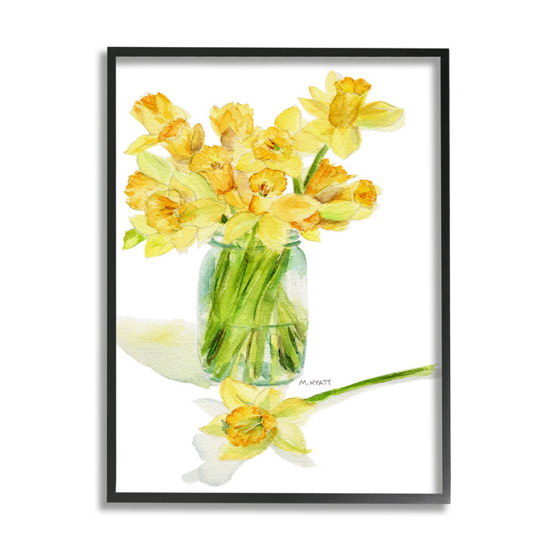 Bouquet de jonquilles en pot de conserve par Melissa Hyatt LLC - Impression sur toile, H 30 po x l 24 po