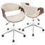 Chaise de bureau en noyer et crème