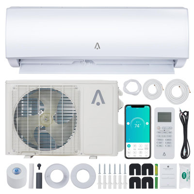 18,000 BTU 21 SEER2 Mini Split Air Conditioner & Heat Pump, 208/230V WiFi Enabled Energy Efficient Inverter Ductless System, Wall-Mounted AC Unit Cools Up to 1,250 Sq. Ft with Installation Kit