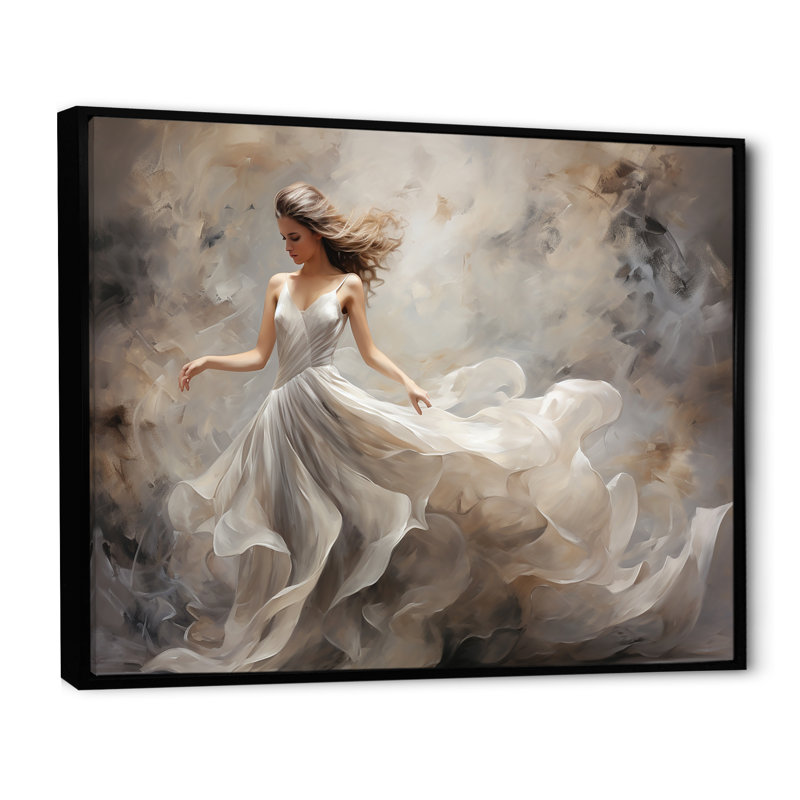 Contemporary Gray Ballet Dance Symphony, Cadre flottant noir, 32" W x 16" H