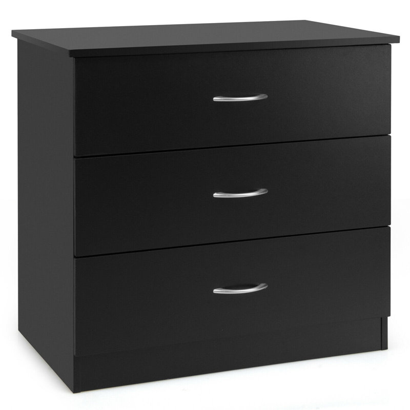 Commode à 3 tiroirs Winston Porter avec rangement large noir