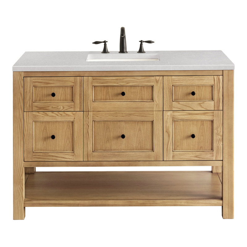 Breckenridge 48'' W Single Vanity, White Zeus, 8" Widespread, Light Natural Oak