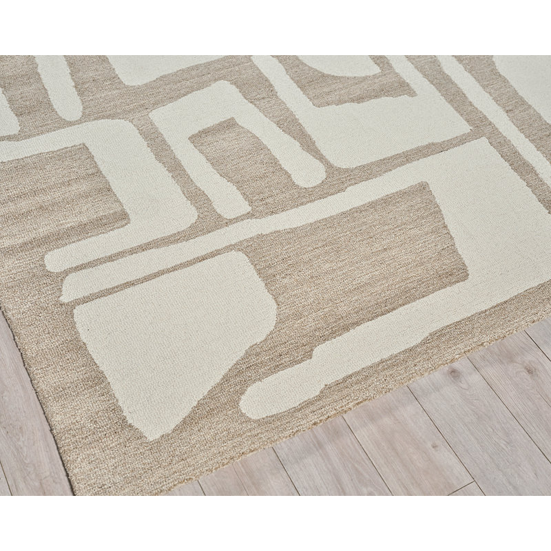 Carmel Hand Tufted Abstract Area Rug in Camel/Ivory, Rectangle 8' x 10'