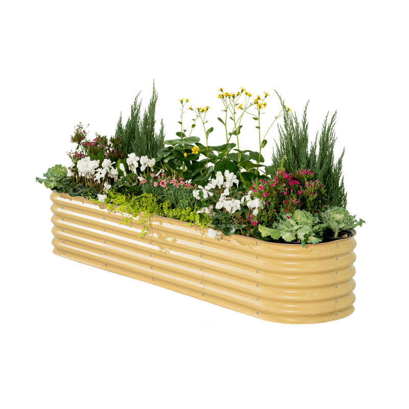 32" Tall 9 In 1 Modular Metal Outdoor Raised Garden Bed, Pearl White, 32" H x 42" W x 78" D