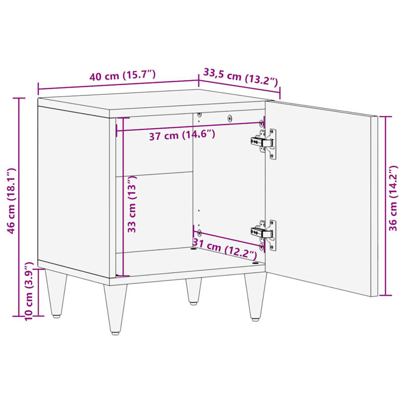 40cm W Bedside Table