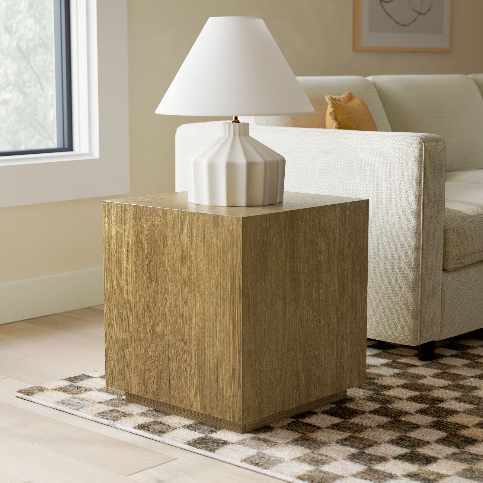 Taryn 20" Block End Table, Light Brown