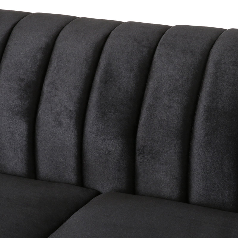 Canapé rembourré 61,75 po, Velours noir
