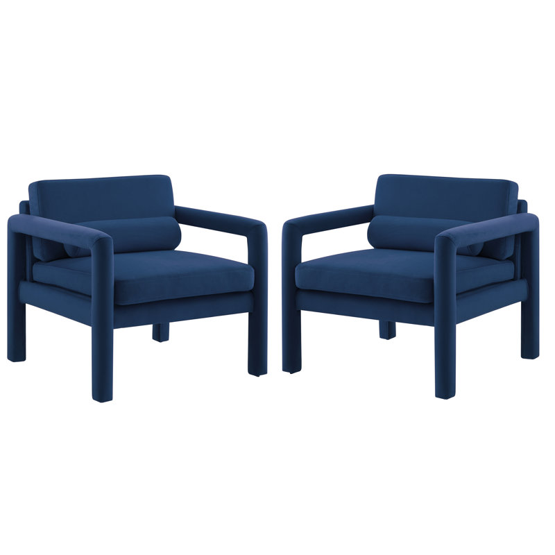 Ensemble de 2 fauteuils Solaris, Velours bleu