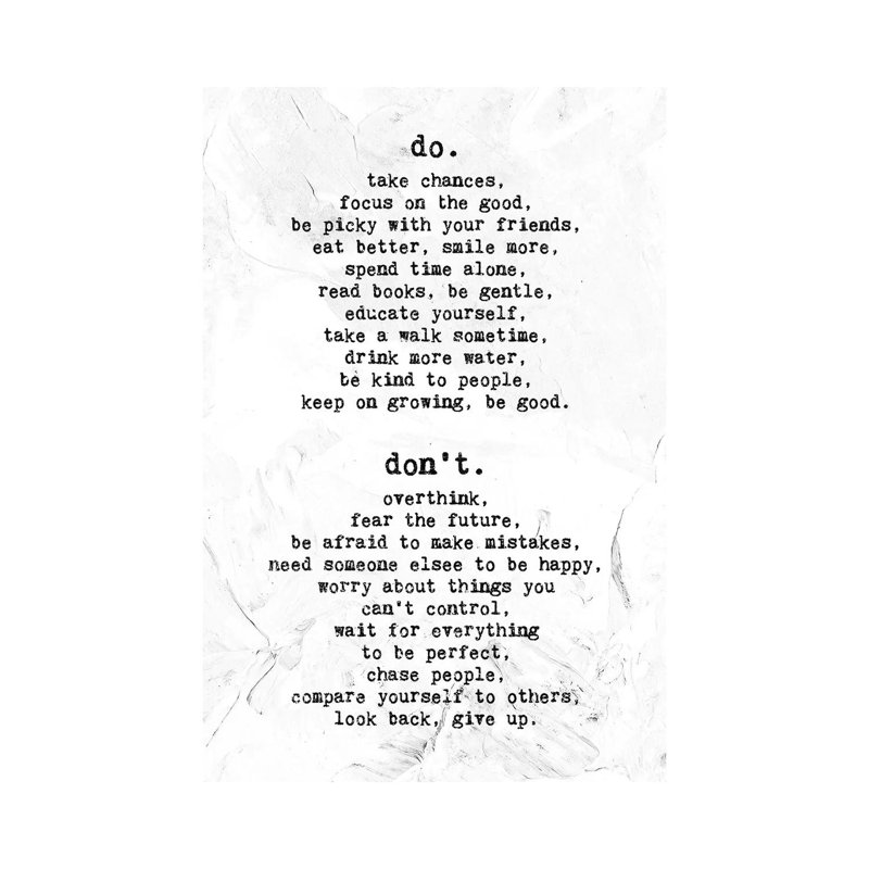 «Do - Don't» par Nikita Abakumov - reproduction d'art textuel sur toile tendue, H 12 po x l 8 po x P 0,75 po