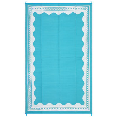 Bordered Reversible, Easy to Clean, Waterproof, UV Resistant Outdoor Rug Washable Lightweight Plastic Straw Mat for Patio Backyard Camping Beach