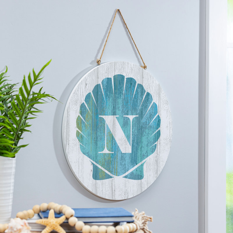 Monogramme de coquille décorative de porte côtière 18 "N N