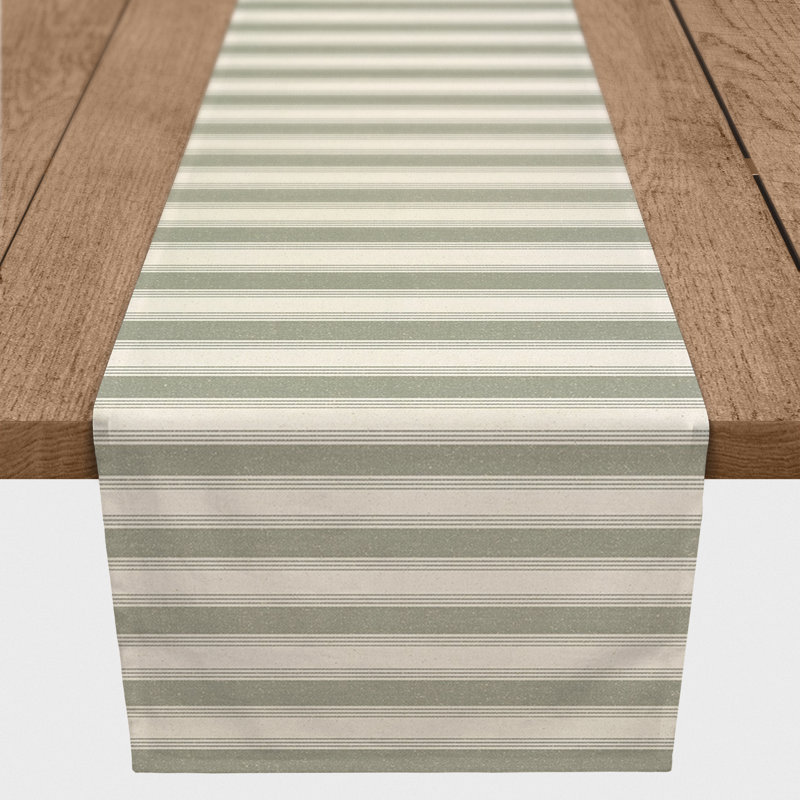Rectangular Striped Table Runner, 72" x 16", Green