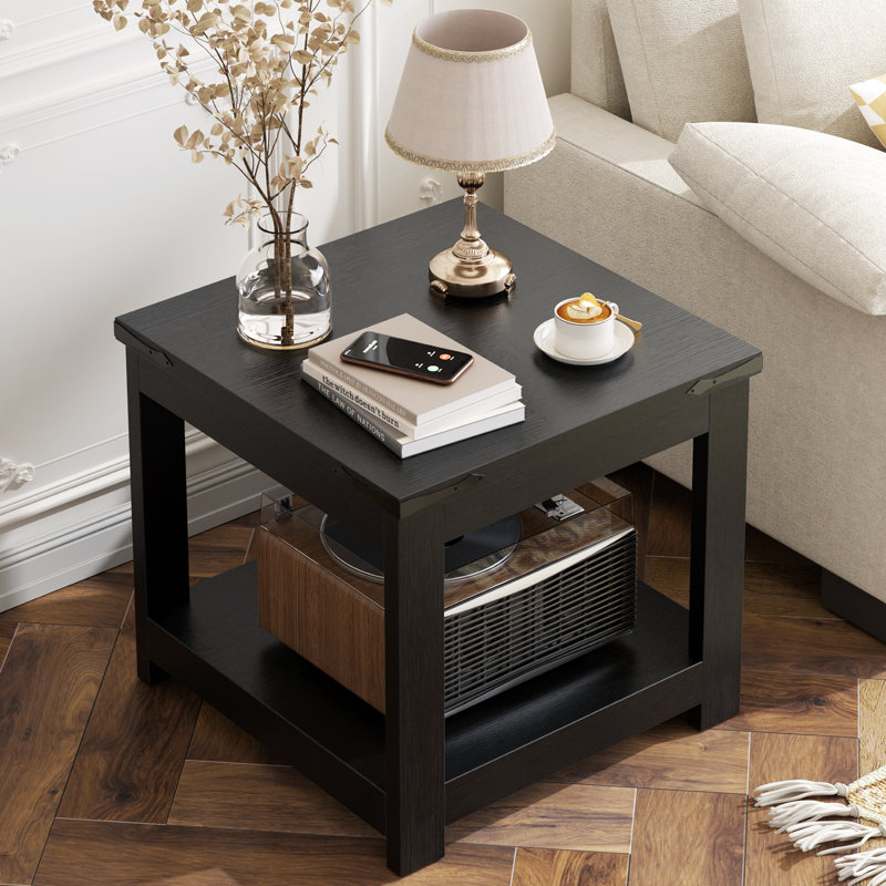 20x20 Inch Square End Table, Black