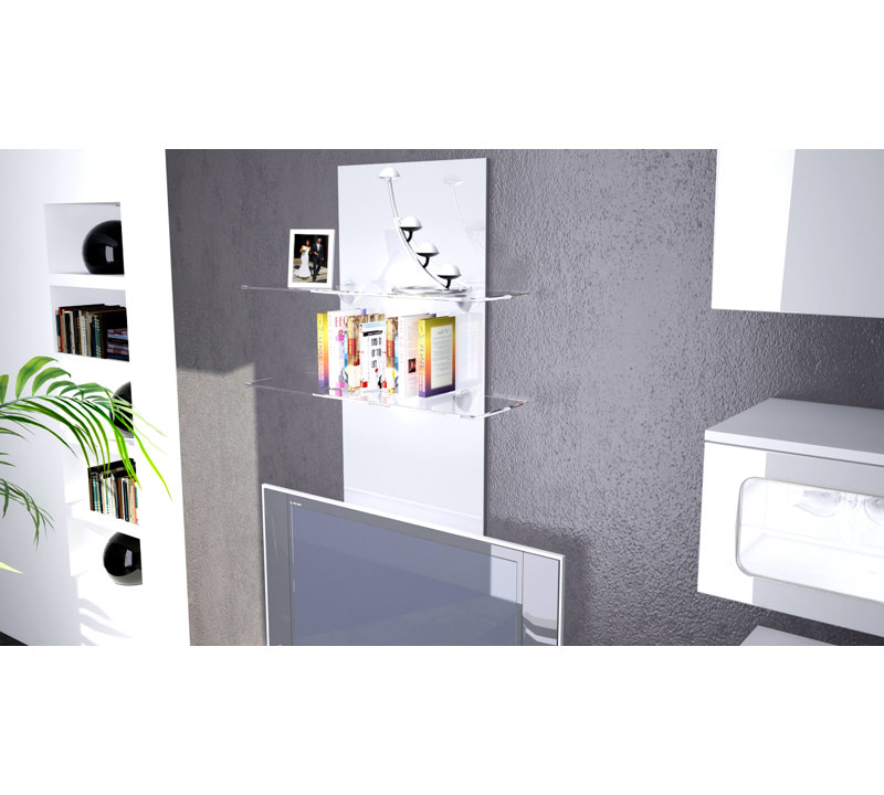 Mccrea 2 Piece Floating Shelf, White (glossy), No