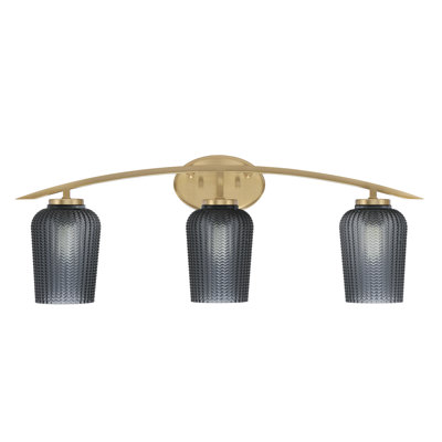 Kurve 3 Light Bath Bar With 5" Textured Glass