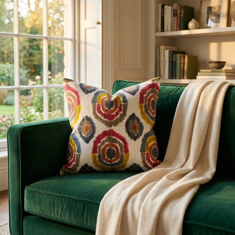 Earth Geometric Throw Pillow, 12" H x 20" W, Rectangle